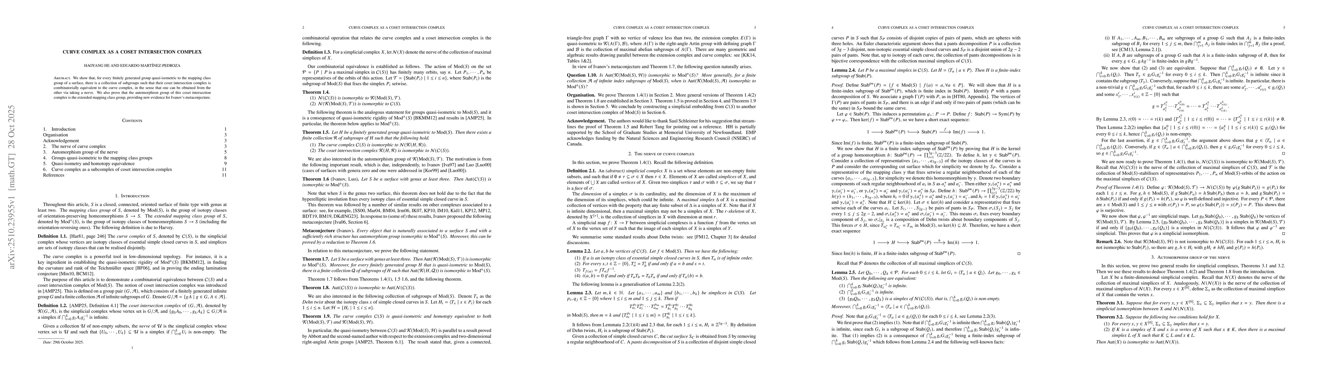Thumbnail for Curve complex as a coset intersection complex