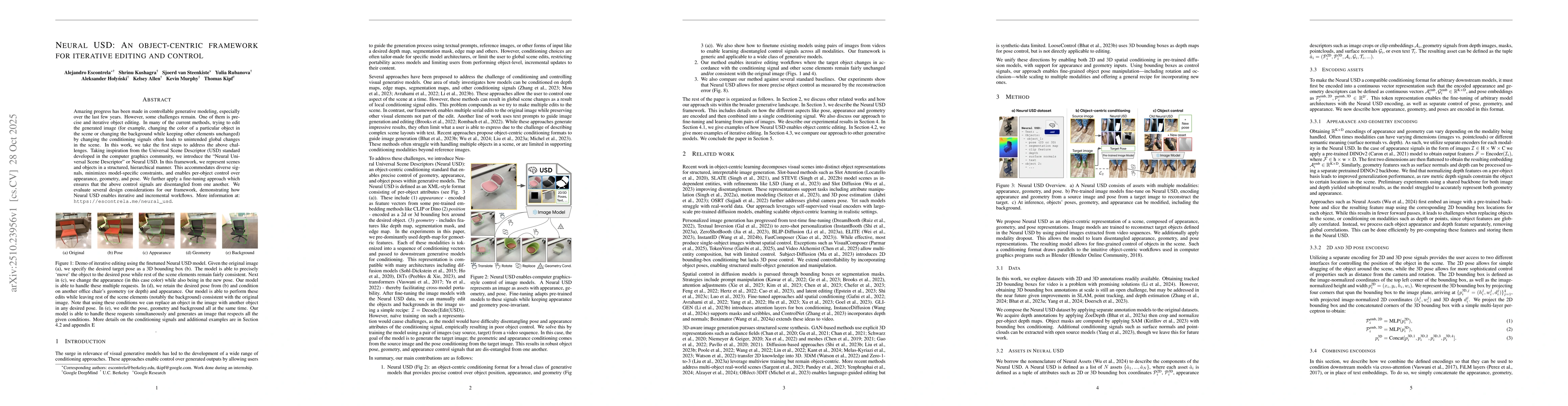 Thumbnail for Neural USD: An object-centric framework for iterative editing and
  control