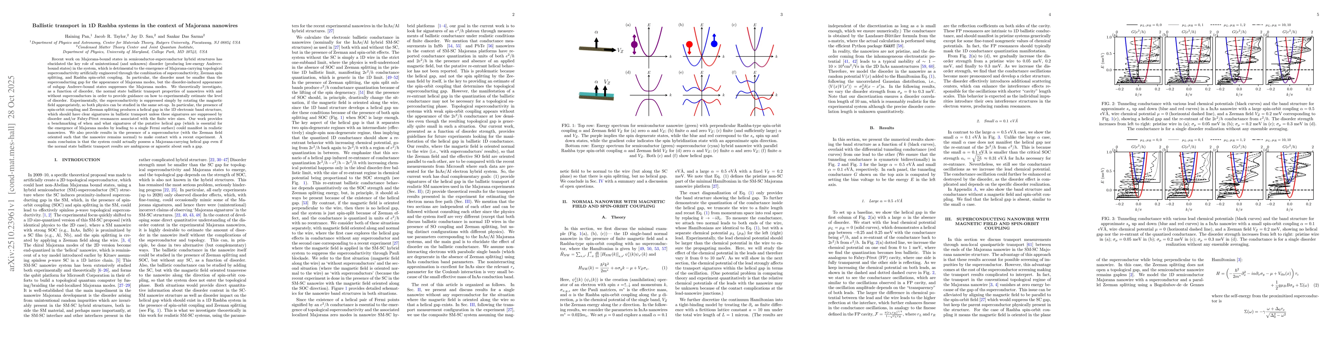 Thumbnail for Ballistic transport in 1D Rashba systems in the context of Majorana
  nanowires