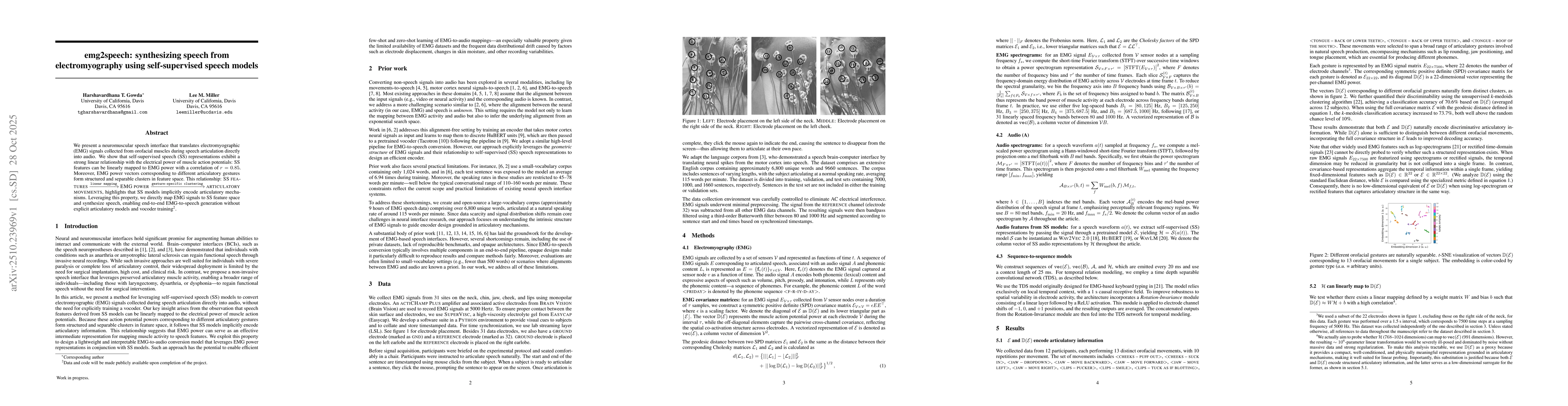 Thumbnail for emg2speech: synthesizing speech from electromyography using
  self-supervised speech models
