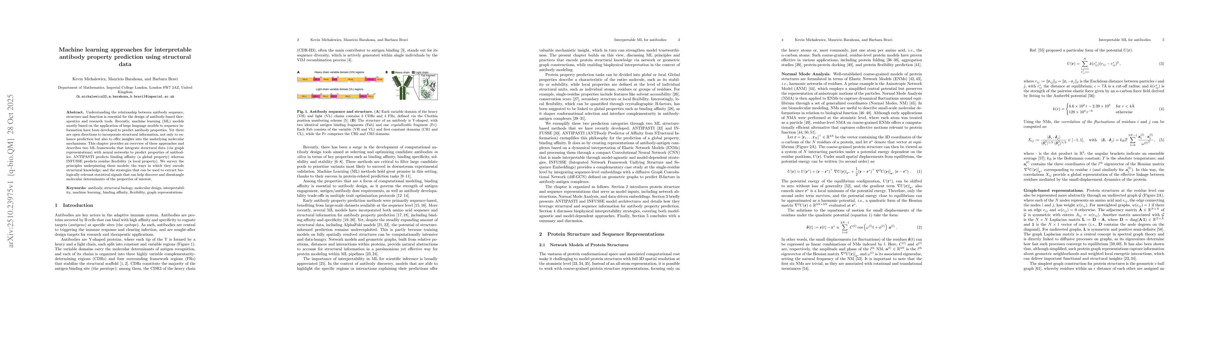 Thumbnail for Machine learning approaches for interpretable antibody property
  prediction using structural data