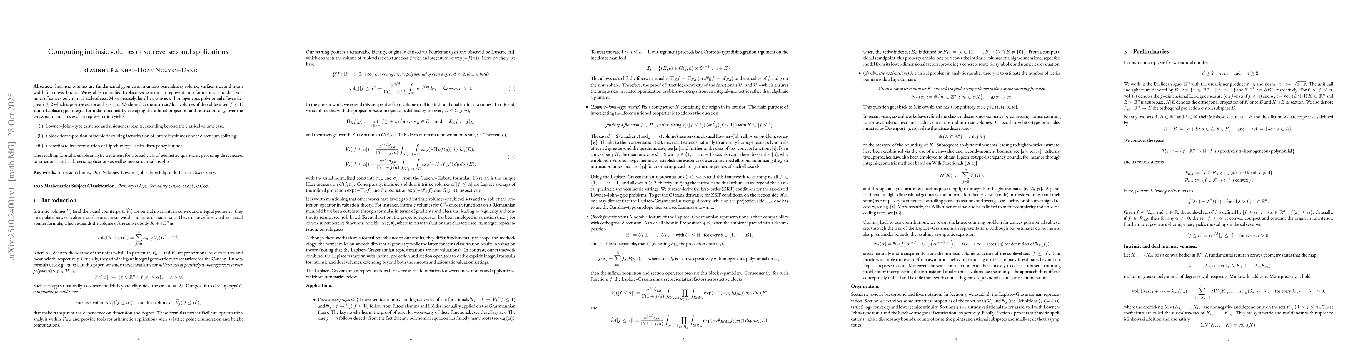 Thumbnail for Computing intrinsic volumes of sublevel sets and applications