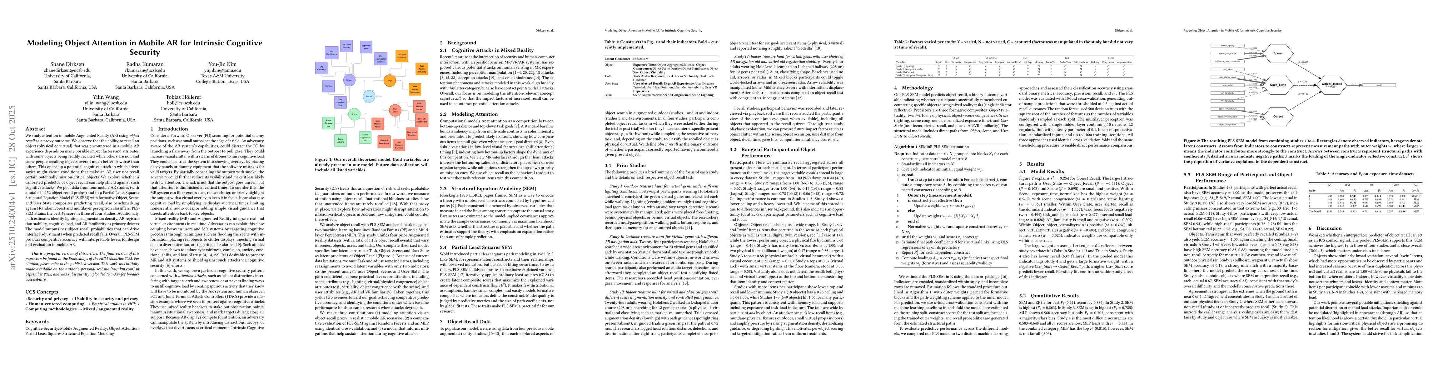 Thumbnail for Modeling Object Attention in Mobile AR for Intrinsic Cognitive Security