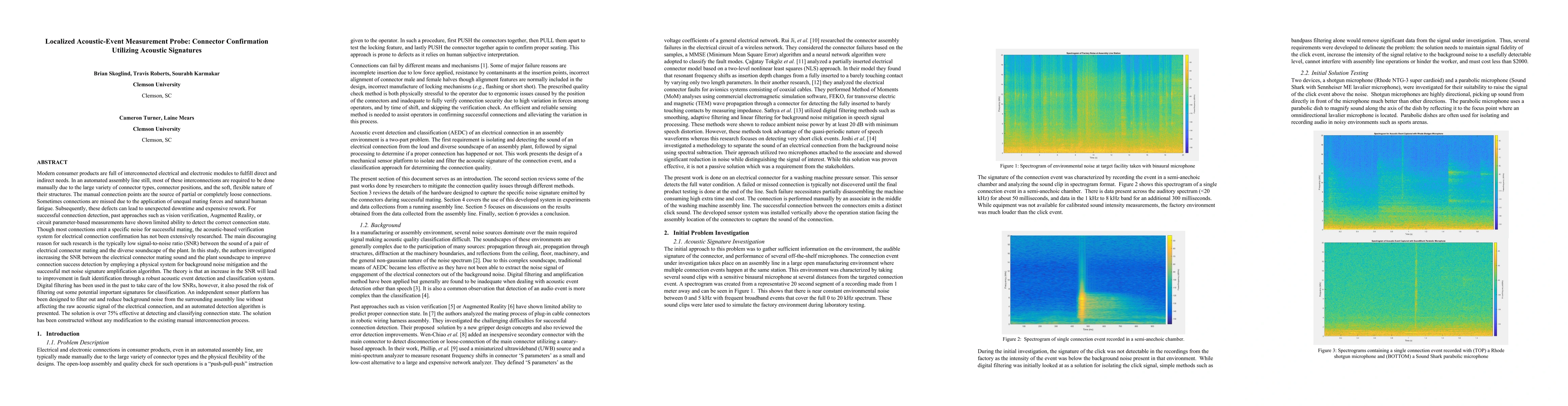 Thumbnail for Localized Acoustic-Event Measurement Probe: Connector Confirmation
  Utilizing Acoustic Signatures