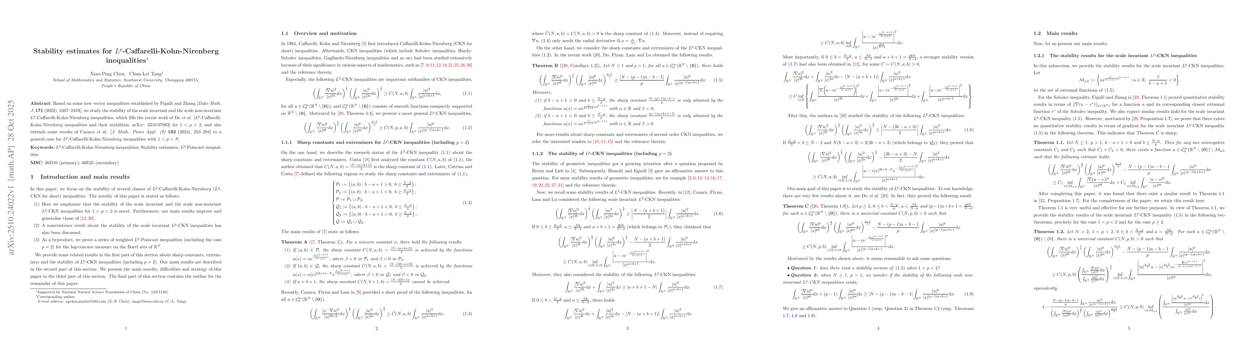 Thumbnail for Stability estimates for $L^p$-Caffarelli-Kohn-Nirenberg inequalities