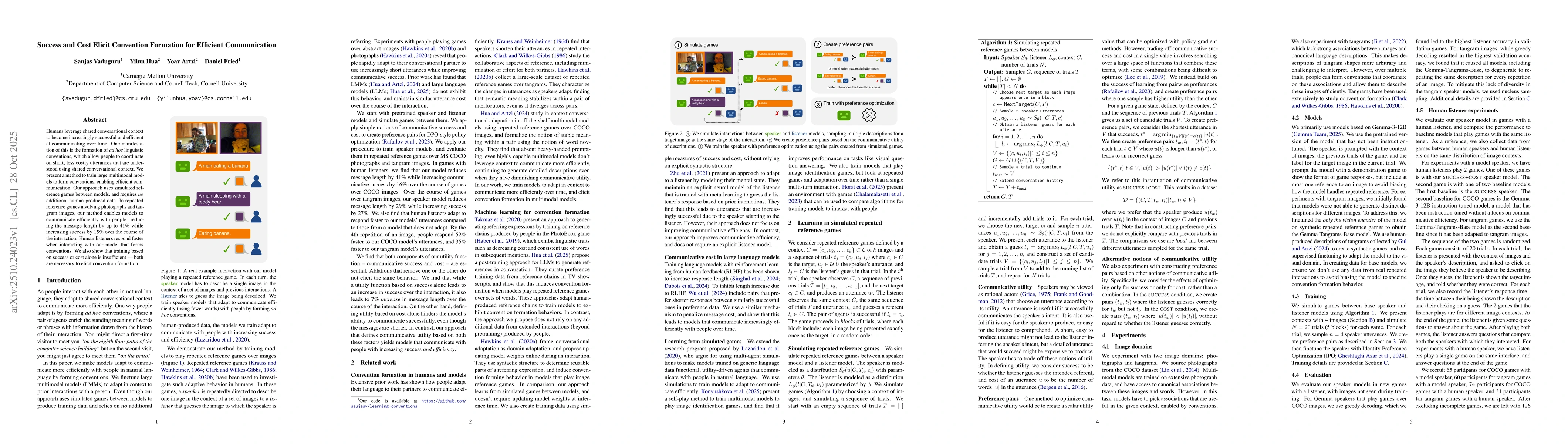 Thumbnail for Success and Cost Elicit Convention Formation for Efficient Communication