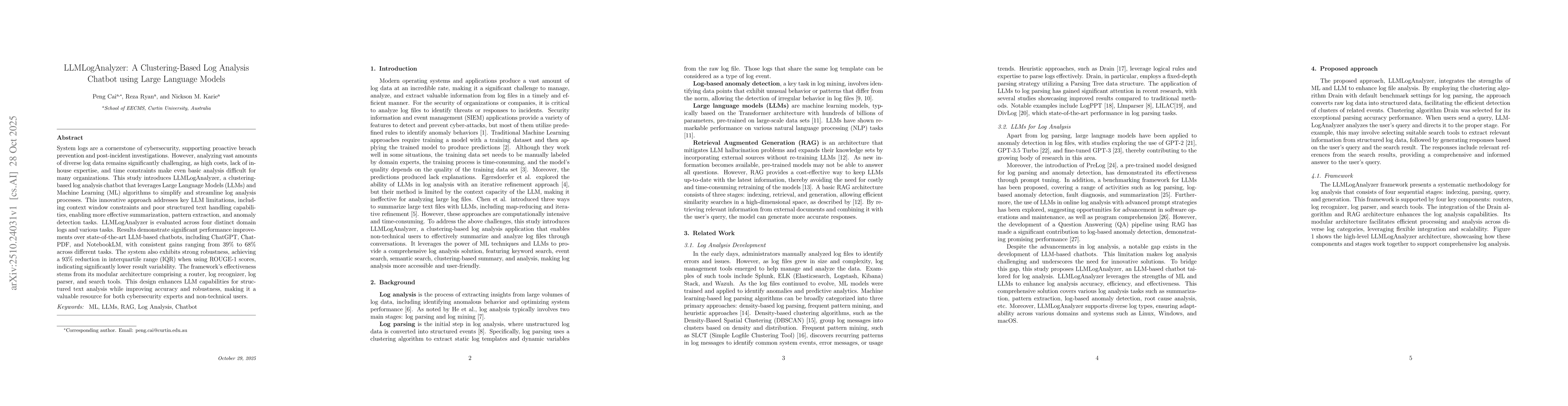 Thumbnail for LLMLogAnalyzer: A Clustering-Based Log Analysis Chatbot using Large
  Language Models