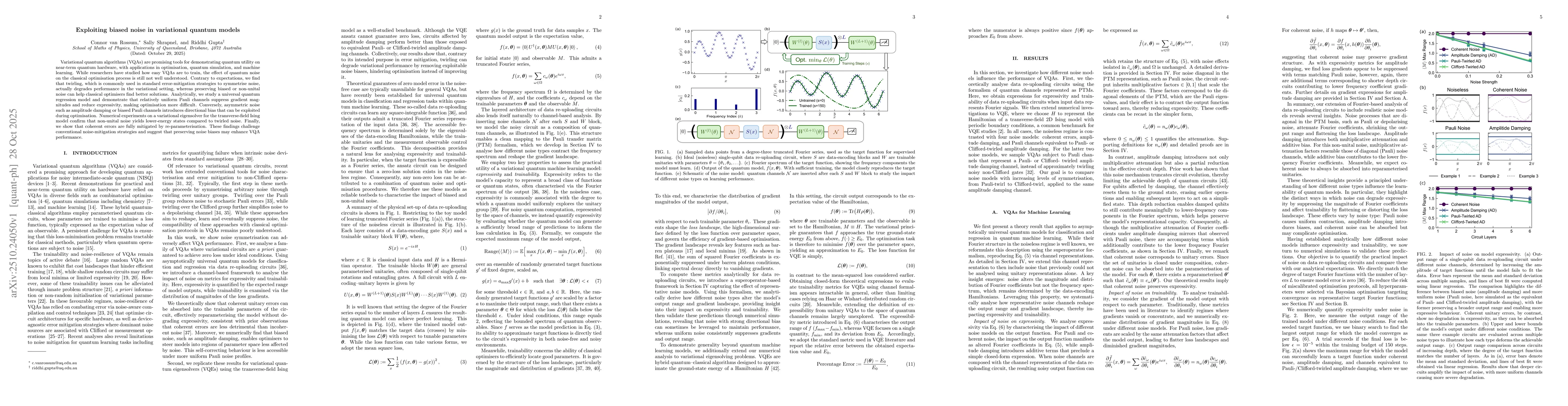 Thumbnail for Exploiting biased noise in variational quantum models