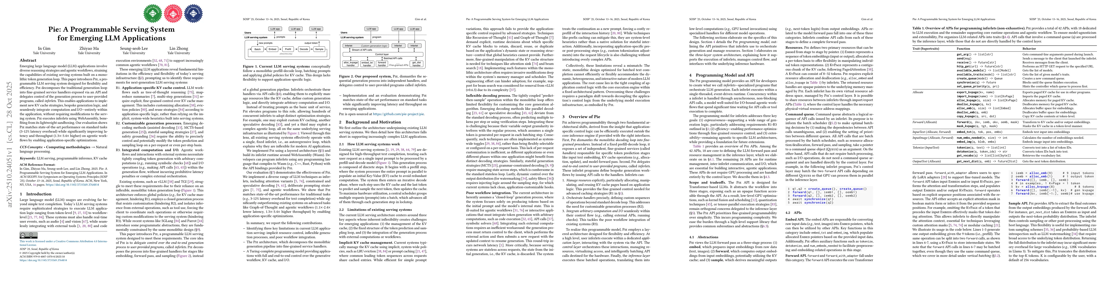 Thumbnail for Pie: A Programmable Serving System for Emerging LLM Applications