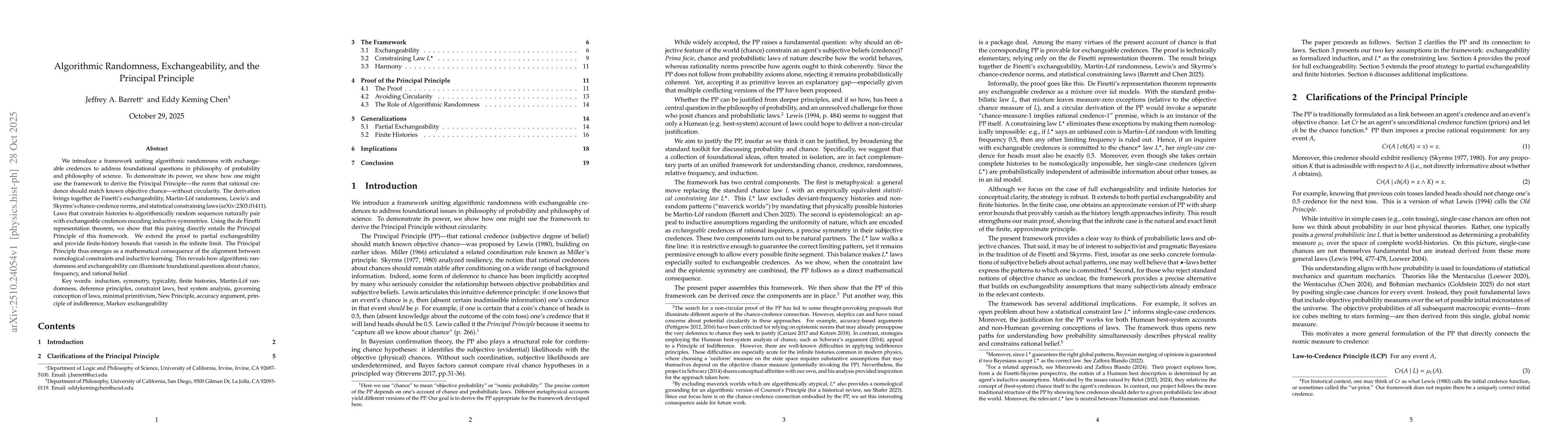 Thumbnail for Algorithmic Randomness, Exchangeability, and the Principal Principle