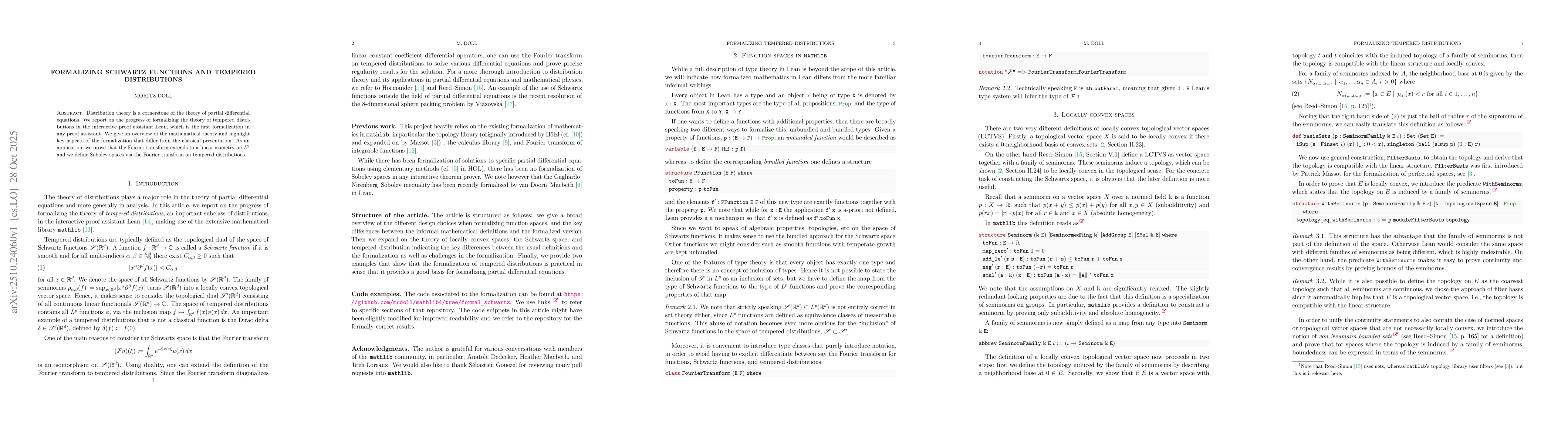 Thumbnail for Formalizing Schwartz functions and tempered distributions