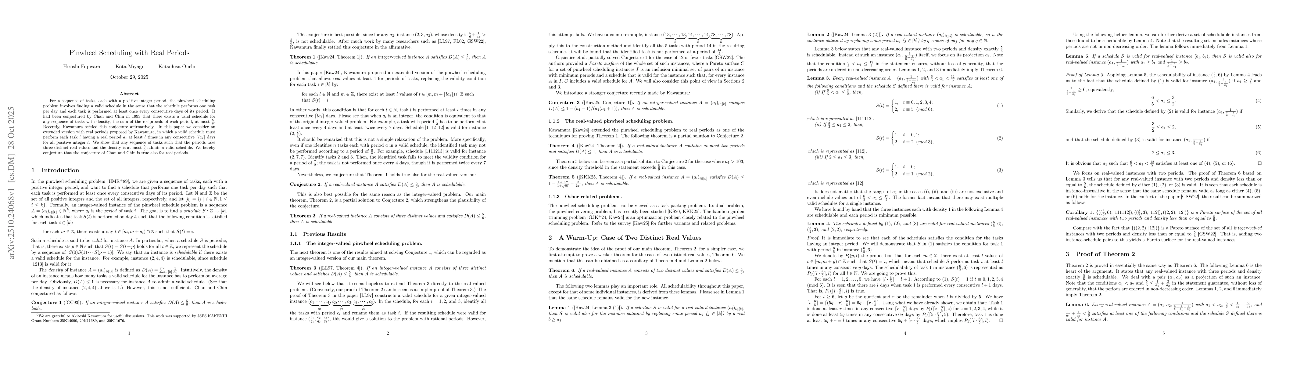 Thumbnail for Pinwheel Scheduling with Real Periods