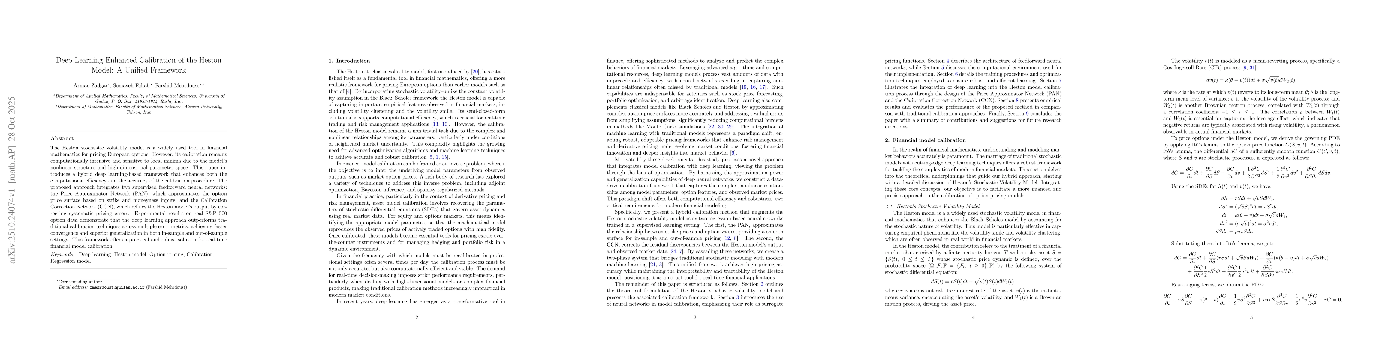 Thumbnail for Deep Learning-Enhanced Calibration of the Heston Model: A Unified
  Framework