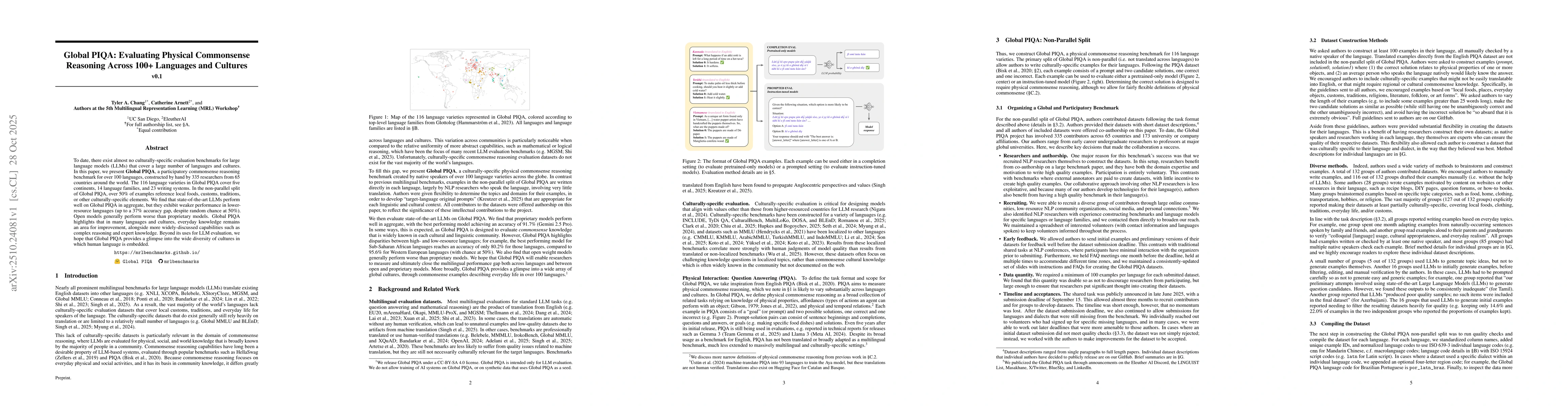 Thumbnail for Global PIQA: Evaluating Physical Commonsense Reasoning Across 100+
  Languages and Cultures