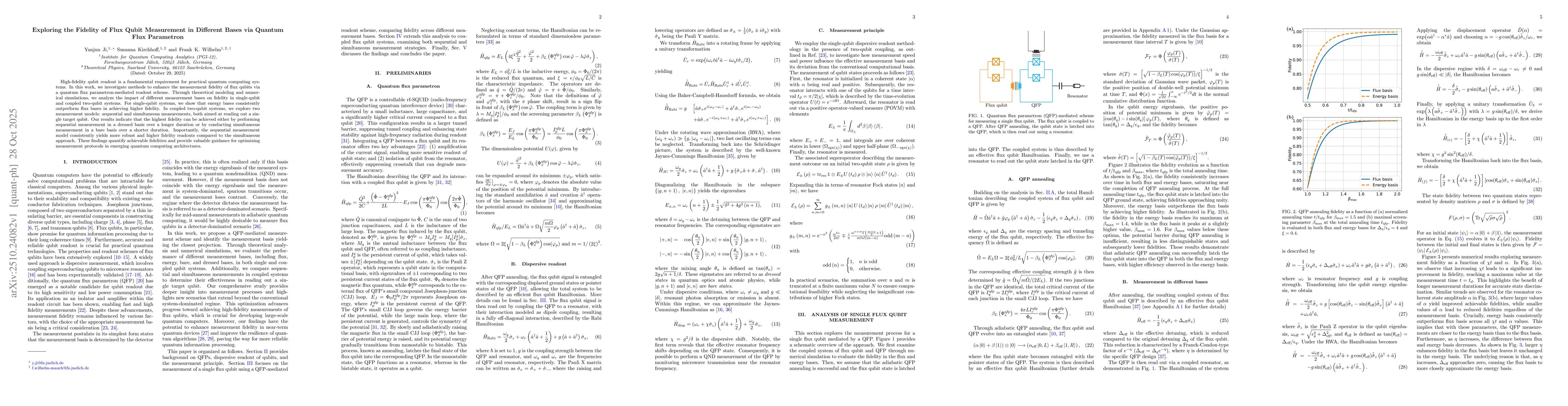 Thumbnail for Exploring the Fidelity of Flux Qubit Measurement in Different Bases via
  Quantum Flux Parametron
