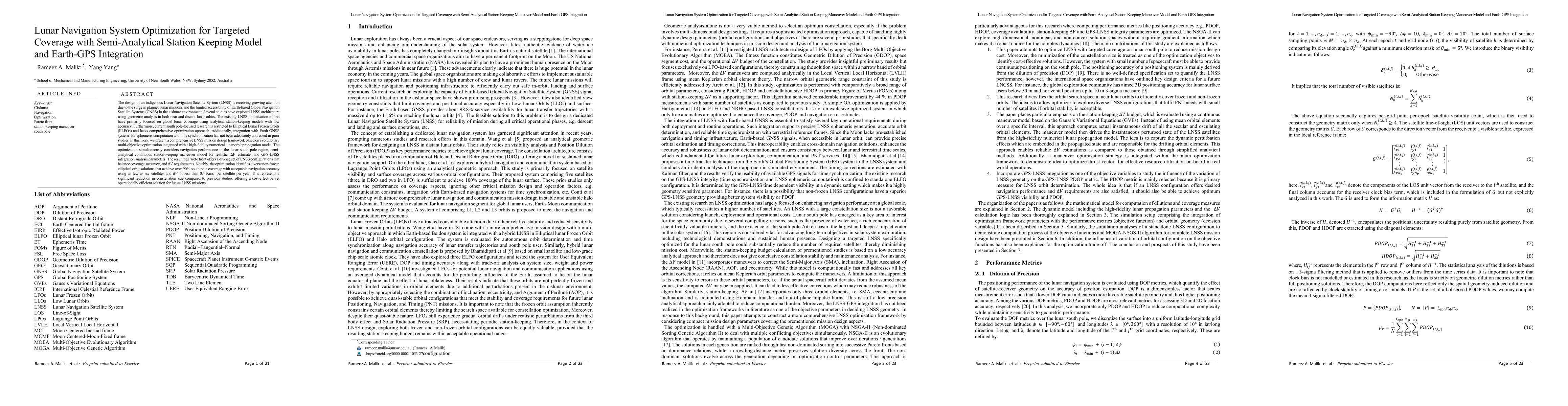 Thumbnail for Lunar Navigation System Optimization for Targeted Coverage with
  Semi-Analytical Station Keeping Model and Earth-GPS Integration