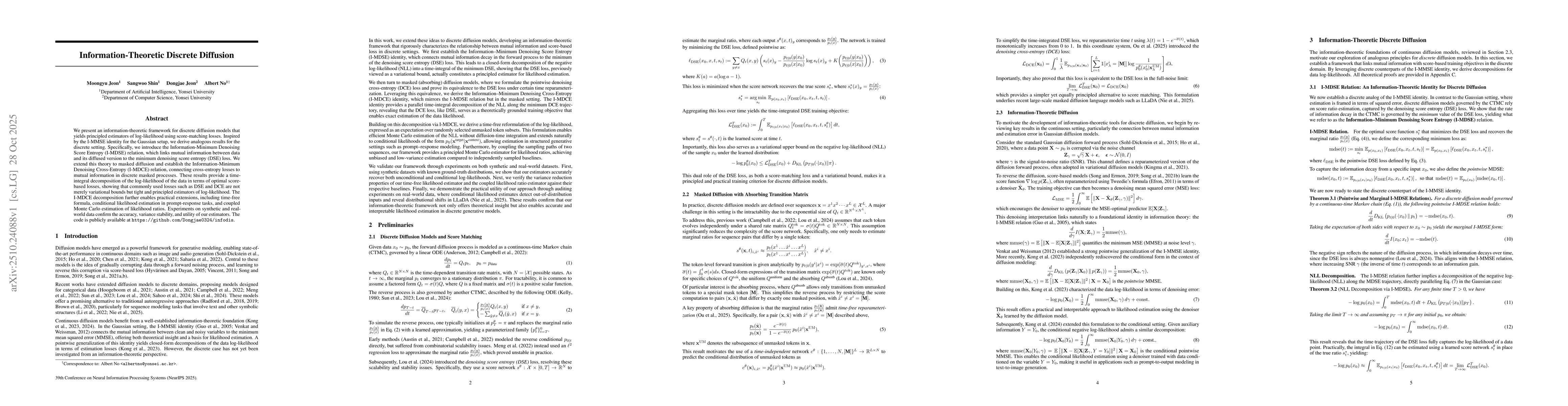 Thumbnail for Information-Theoretic Discrete Diffusion