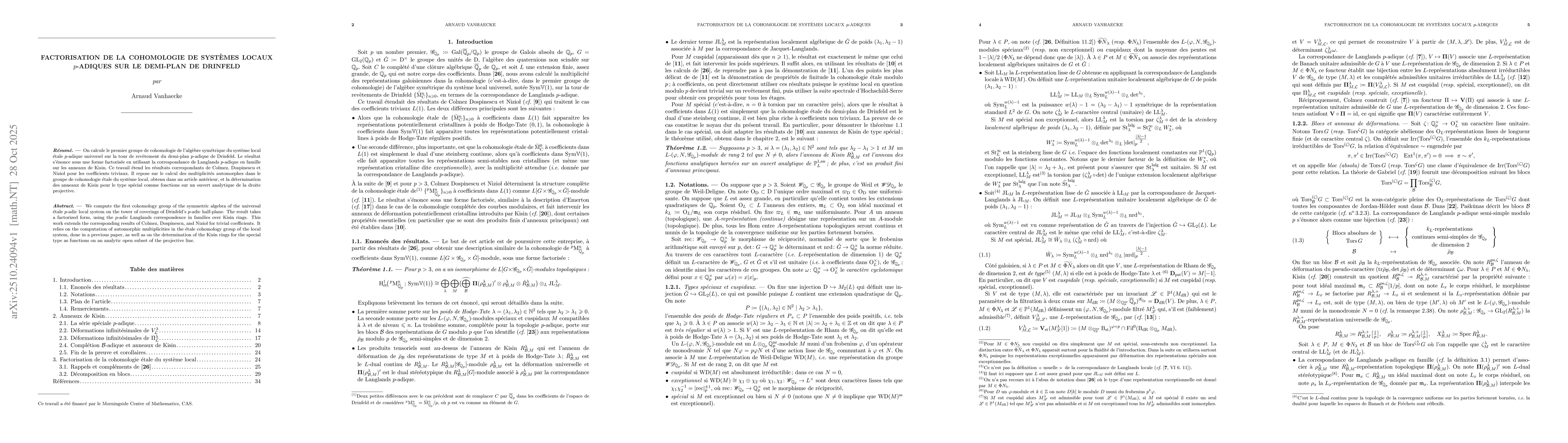 Thumbnail for Factorisation de la cohomologie de systĂ¨mes locaux $p$-adiques sur le
  demi-plan de Drinfeld