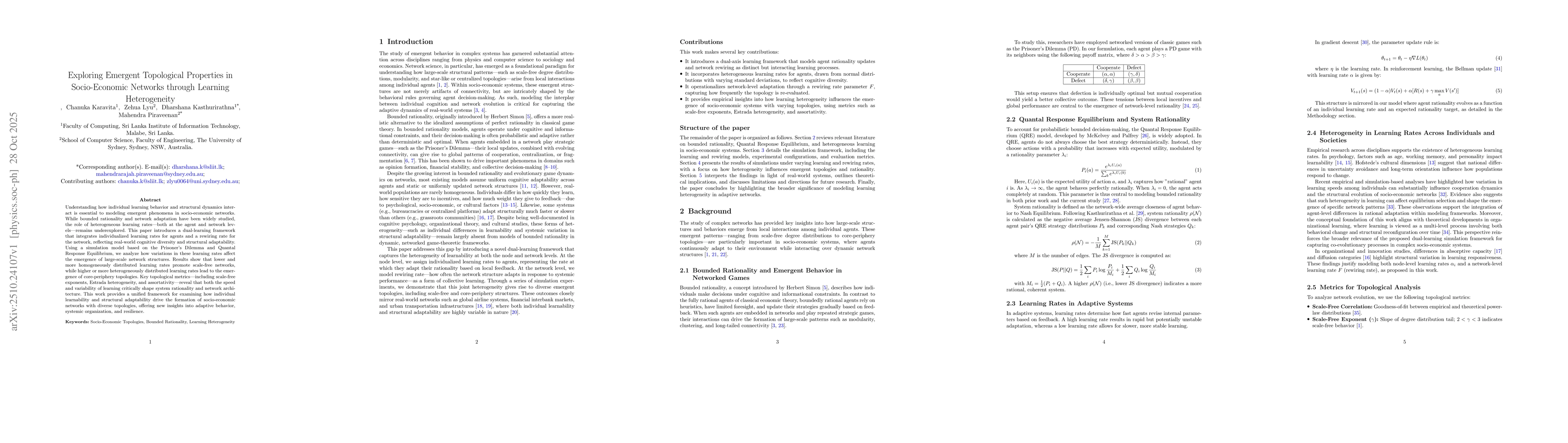 Thumbnail for Exploring Emergent Topological Properties in Socio-Economic Networks
  through Learning Heterogeneity