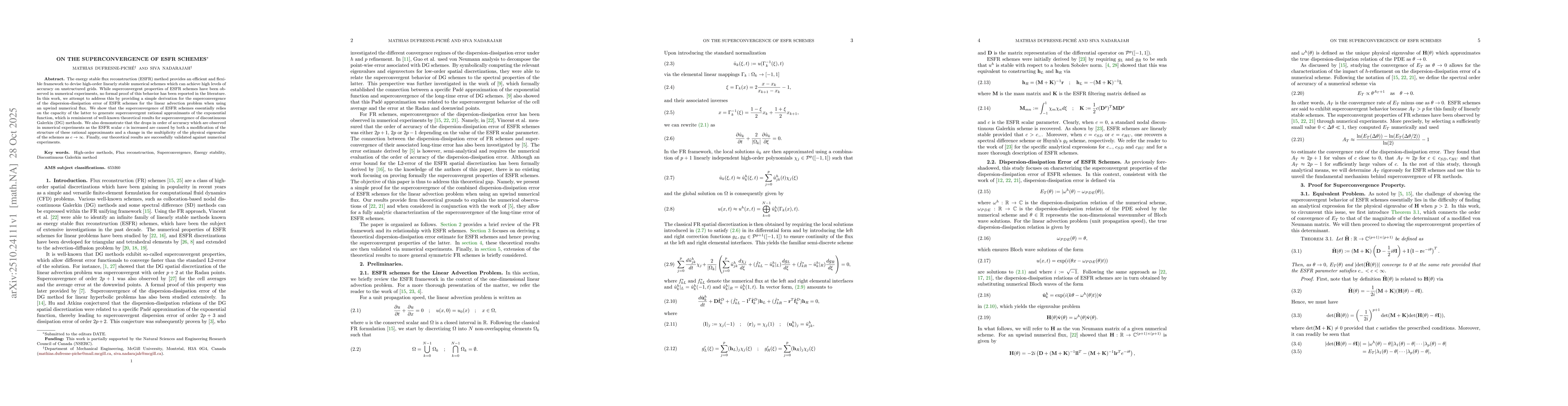 Thumbnail for On the Superconvergence of ESFR Schemes