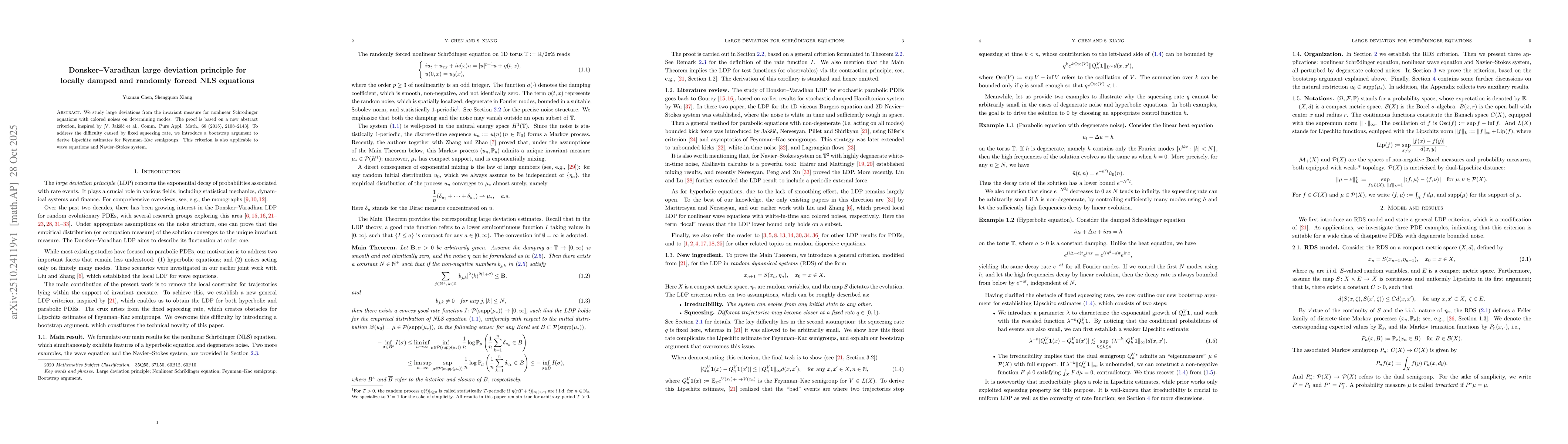 Thumbnail for Donsker-Varadhan large deviation principle for locally damped and
  randomly forced NLS equations