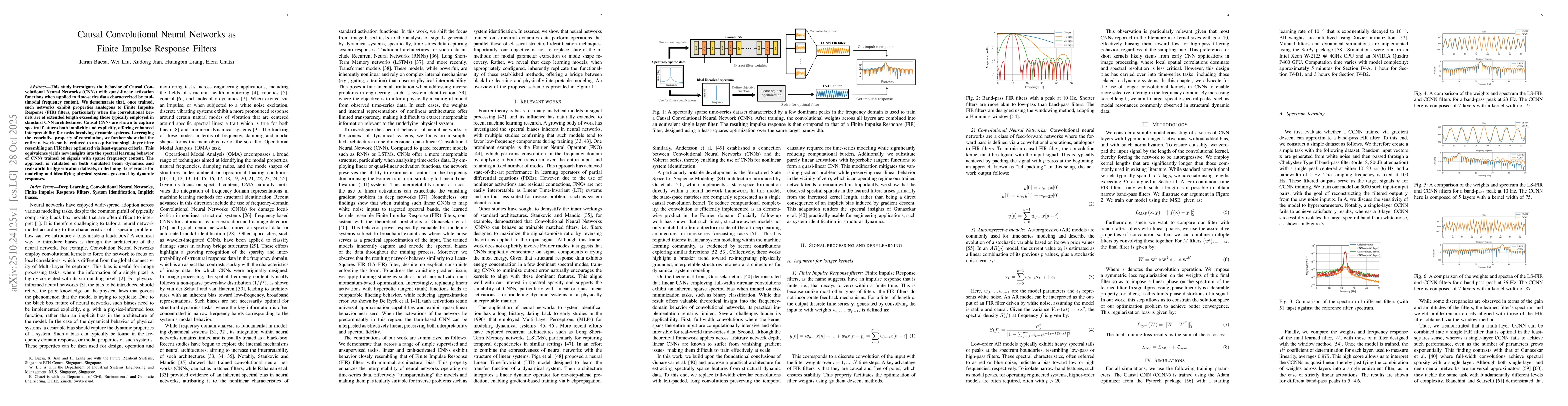 Thumbnail for Causal Convolutional Neural Networks as Finite Impulse Response Filters