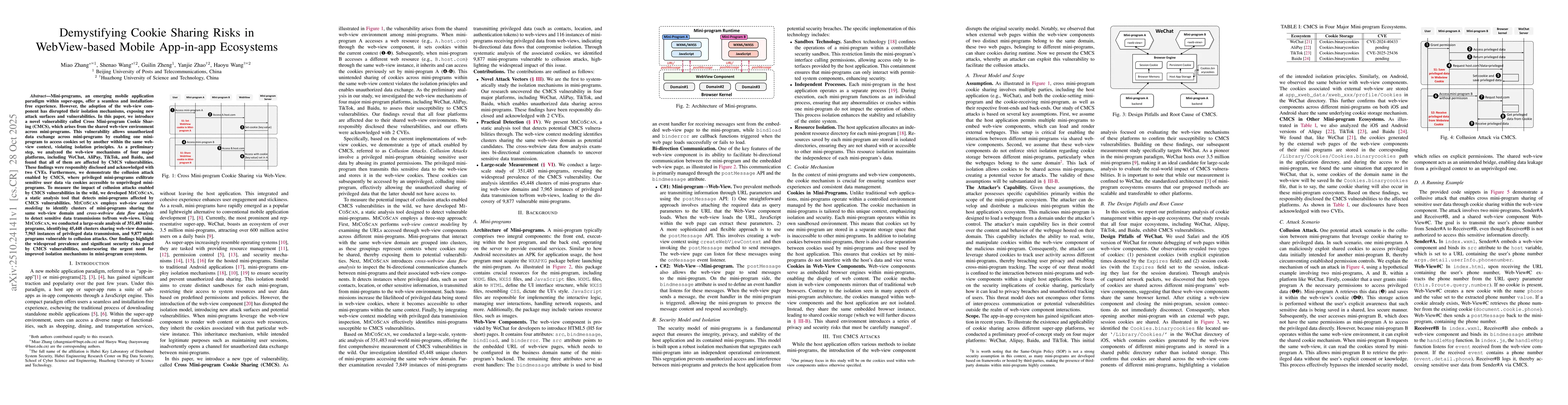 Thumbnail for Demystifying Cookie Sharing Risks in WebView-based Mobile App-in-app
  Ecosystems