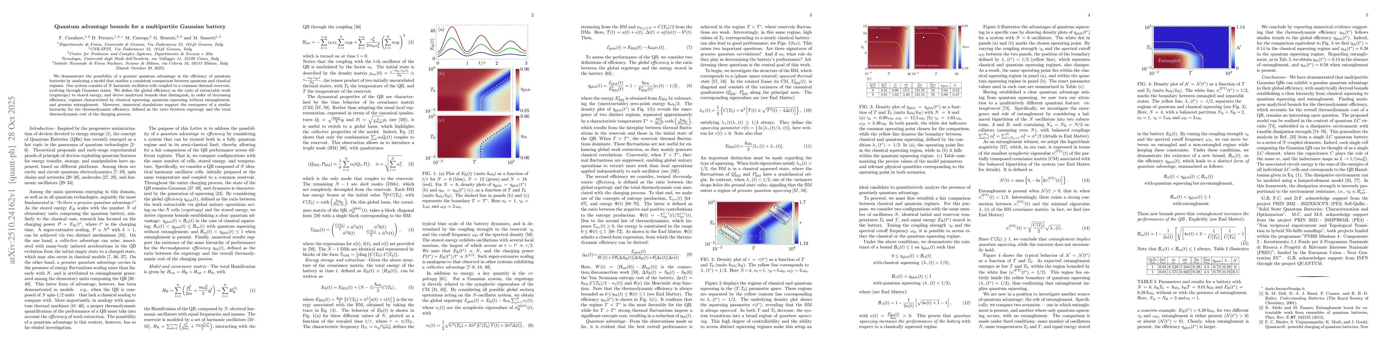 Thumbnail for Quantum advantage bounds for a multipartite Gaussian battery