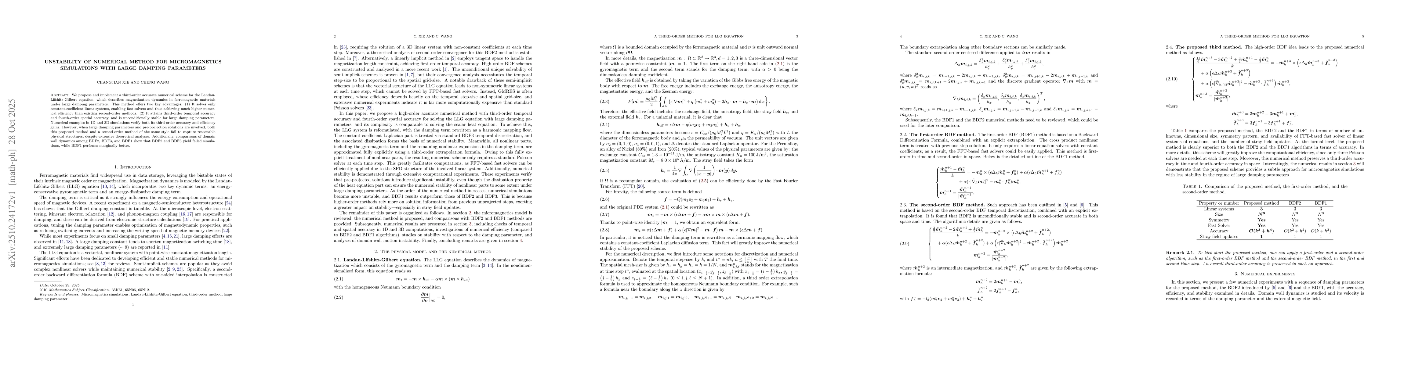Thumbnail for Instability of Numerical Method for Micromagnetics Simulations with
  Large Damping Parameters