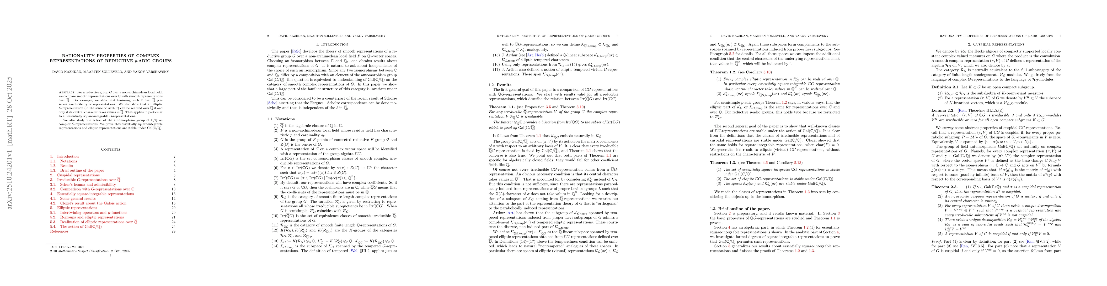 Thumbnail for Rationality properties of complex representations of reductive p-adic
  groups