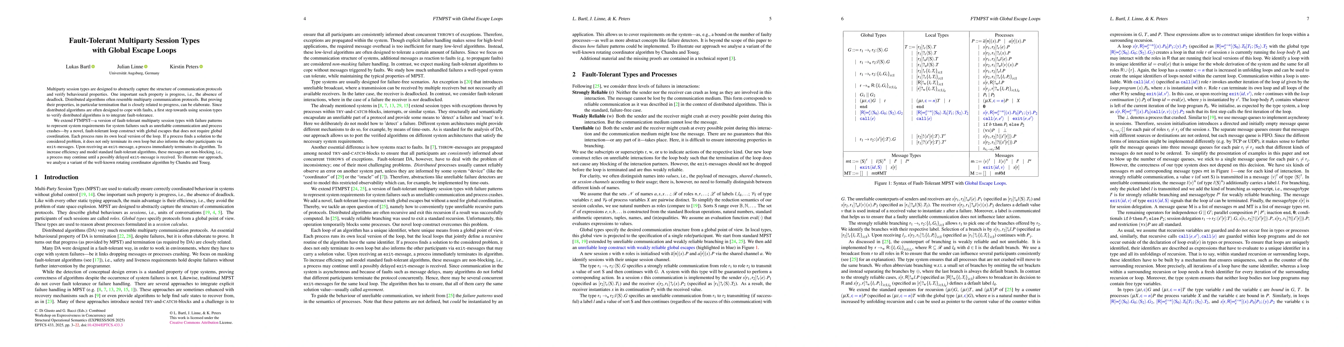 Thumbnail for Fault-Tolerant Multiparty Session Types with Global Escape Loops