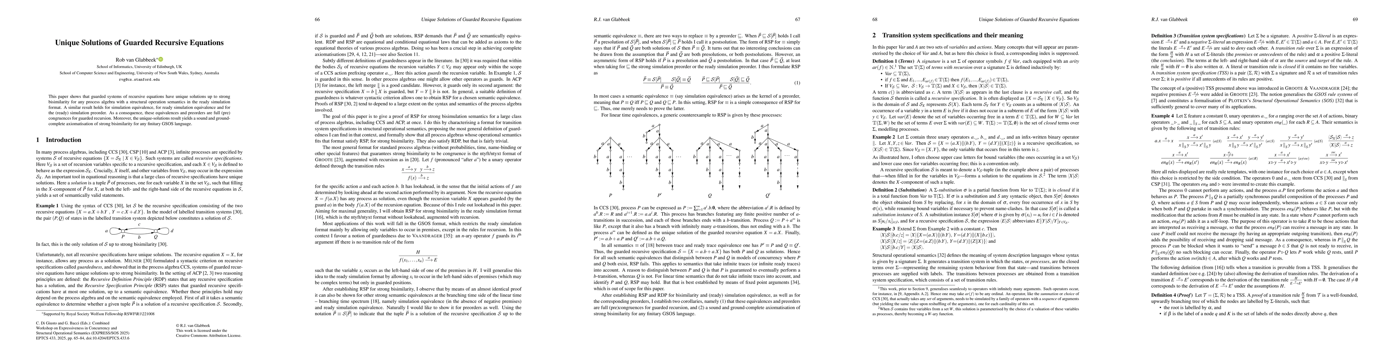 Thumbnail for Unique Solutions of Guarded Recursive Equations