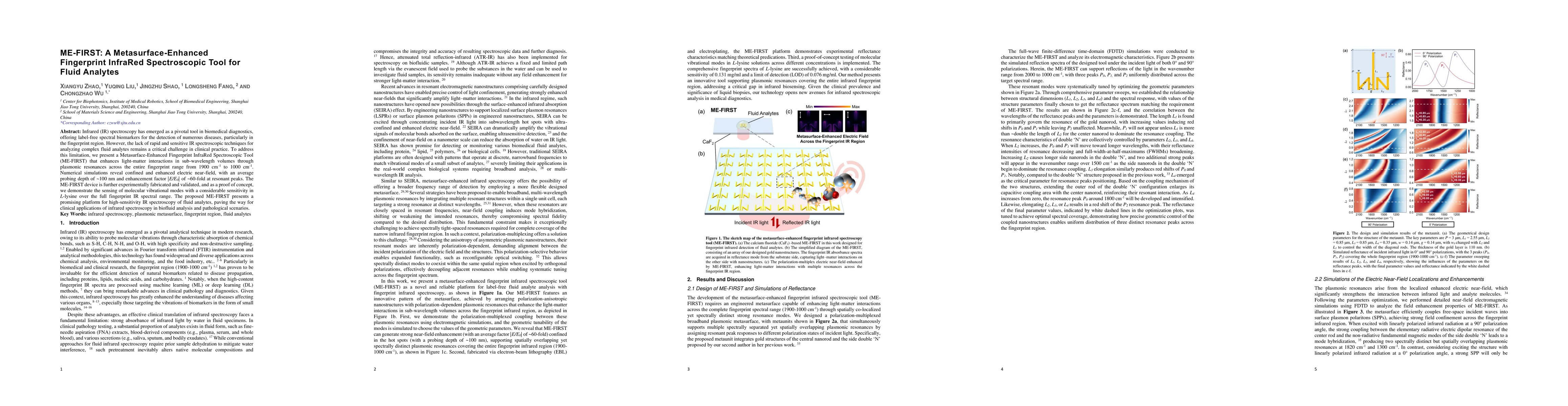 Thumbnail for ME-FIRST: A Metasurface-Enhanced Fingerprint InfraRed Spectroscopic Tool
  for Fluid Analytes