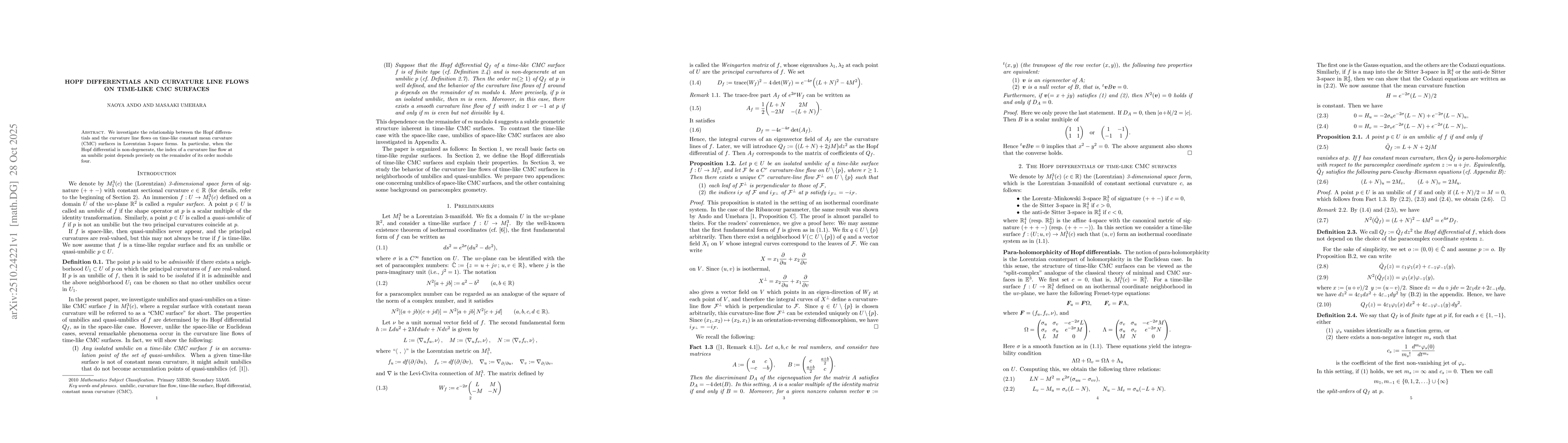 Thumbnail for Hopf differentials and curvature line flows on time-like CMC surfaces
