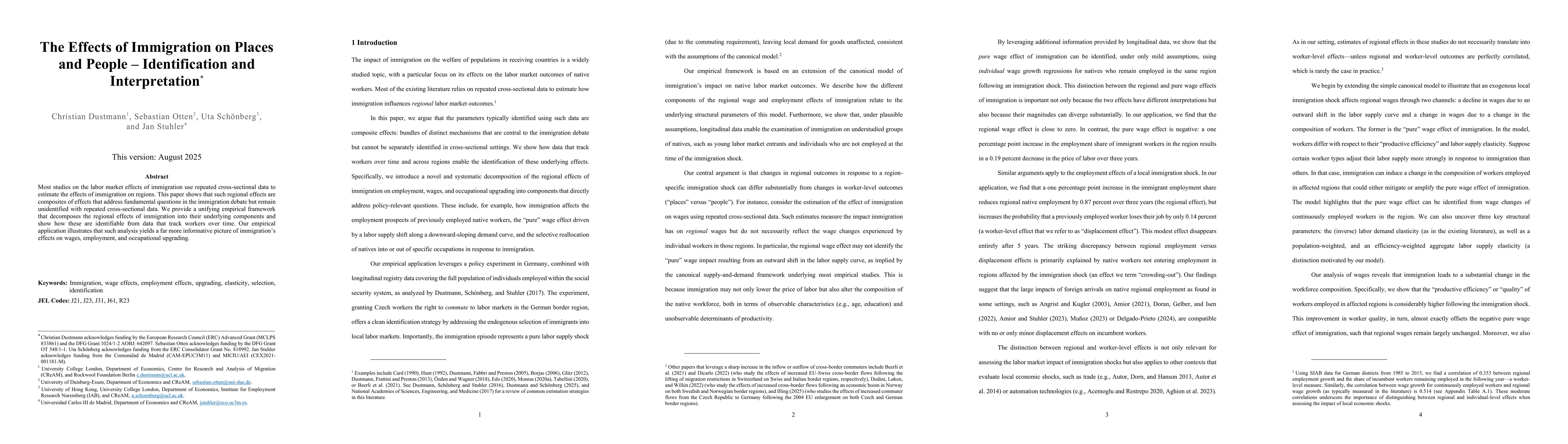 Thumbnail for The Effects of Immigration on Places and People -- Identification and
  Interpretation