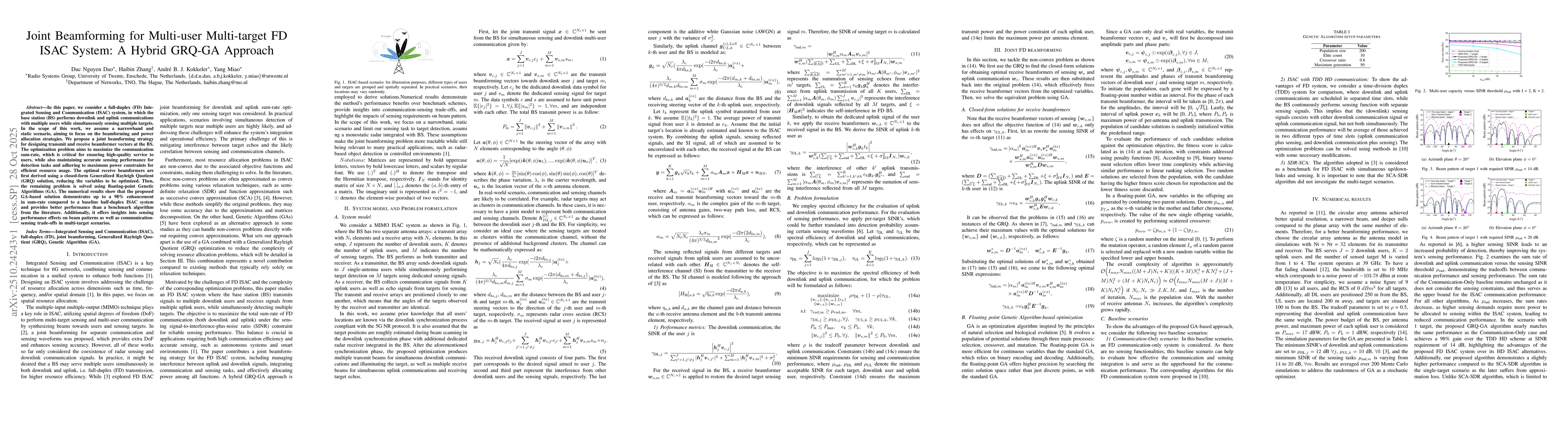 Thumbnail for Joint Beamforming for Multi-user Multi-target FD ISAC System: A Hybrid
  GRQ-GA Approach