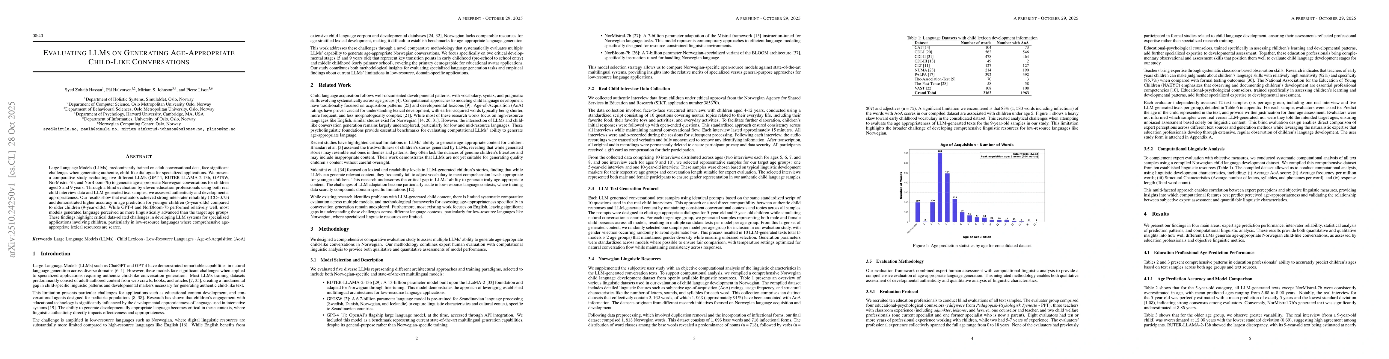 Thumbnail for Evaluating LLMs on Generating Age-Appropriate Child-Like Conversations
