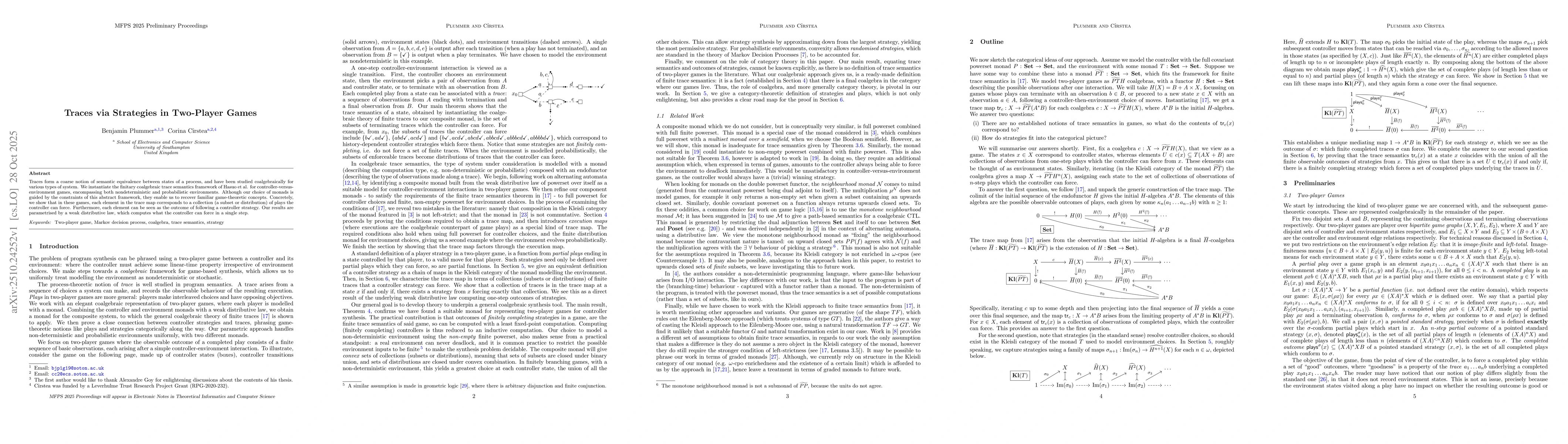 Thumbnail for Traces via Strategies in Two-Player Games