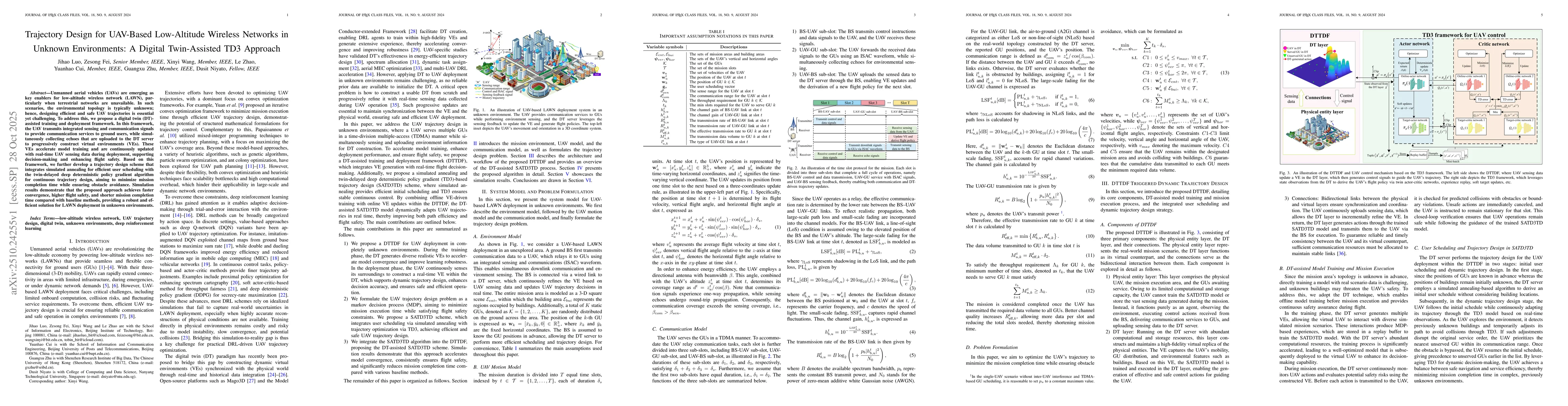 Thumbnail for Trajectory Design for UAV-Based Low-Altitude Wireless Networks in
  Unknown Environments: A Digital Twin-Assisted TD3 Approach
