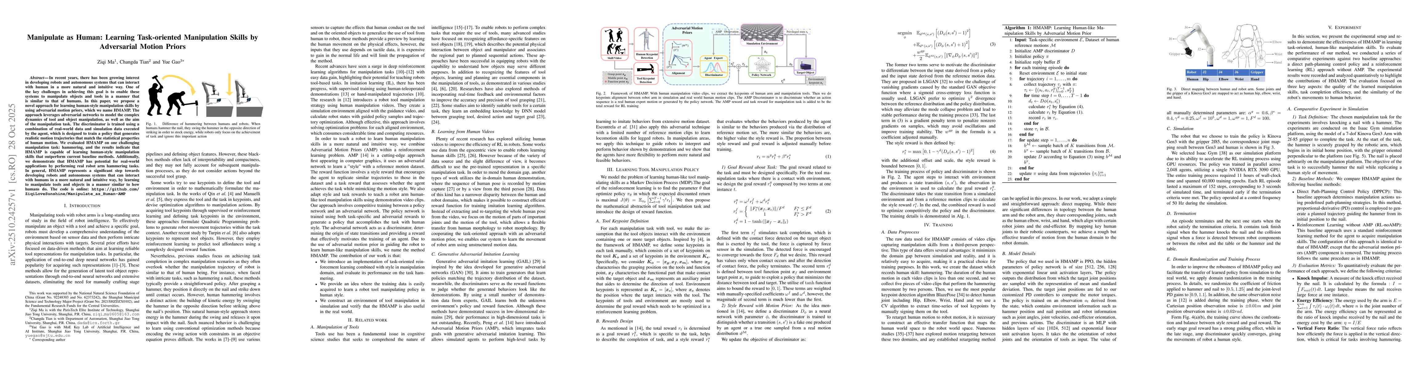 Thumbnail for Manipulate as Human: Learning Task-oriented Manipulation Skills by
  Adversarial Motion Priors