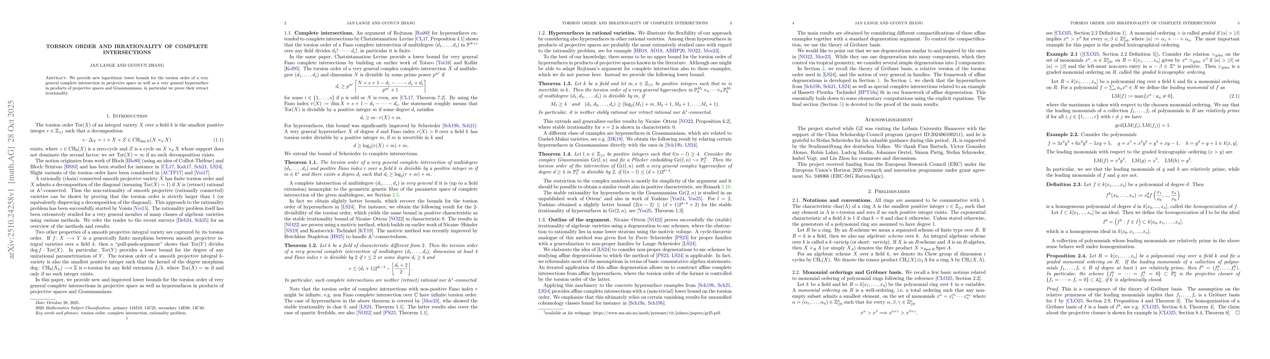 Thumbnail for Torsion order and irrationality of complete intersections