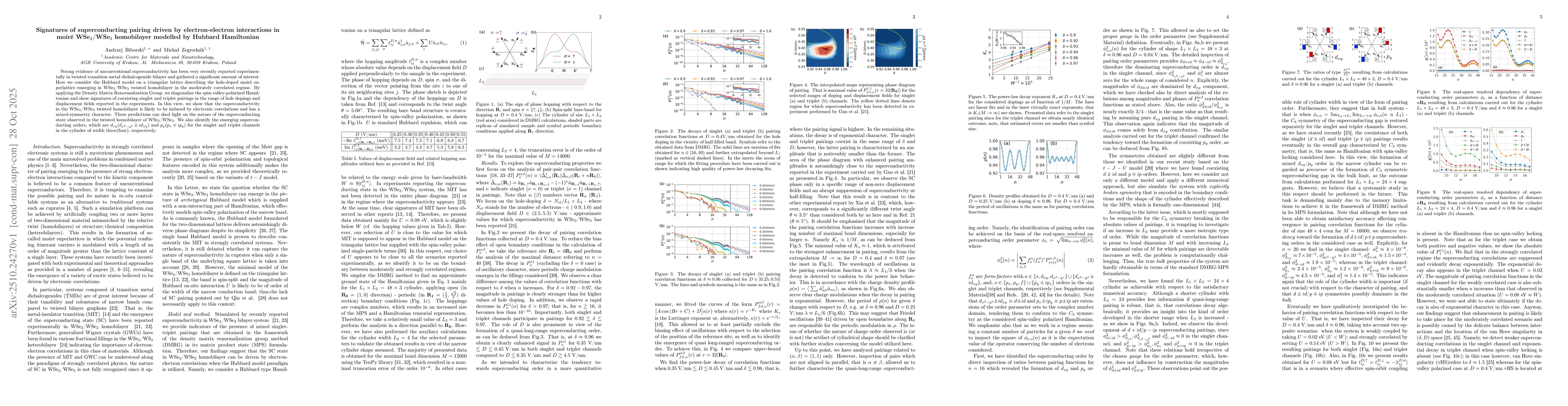Thumbnail for Signatures of superconducting pairing driven by electron-electron
  interactions in moiré WSe$_2$/WSe$_2$ homobilayer modelled by Hubbard
  Hamiltonian