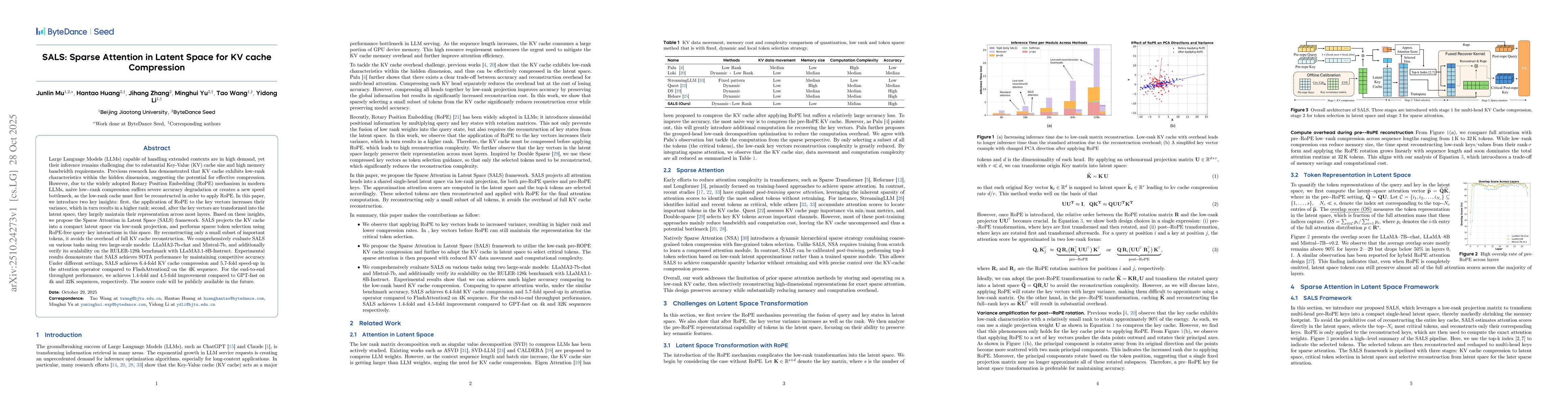 Thumbnail for SALS: Sparse Attention in Latent Space for KV cache Compression