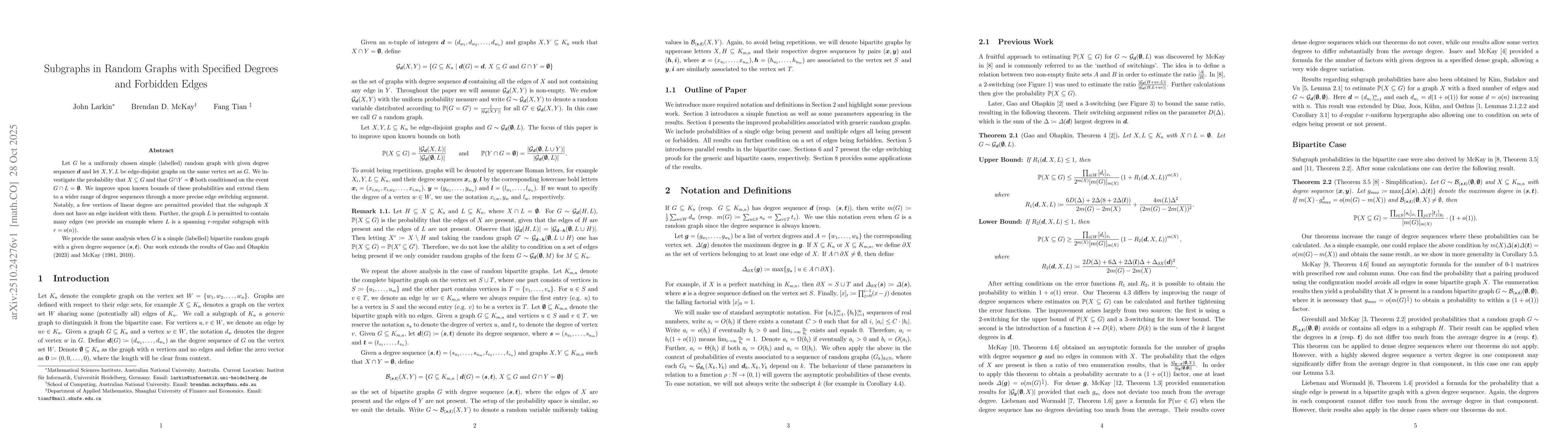 Thumbnail for Subgraphs in random graphs with specified degrees and forbidden edges