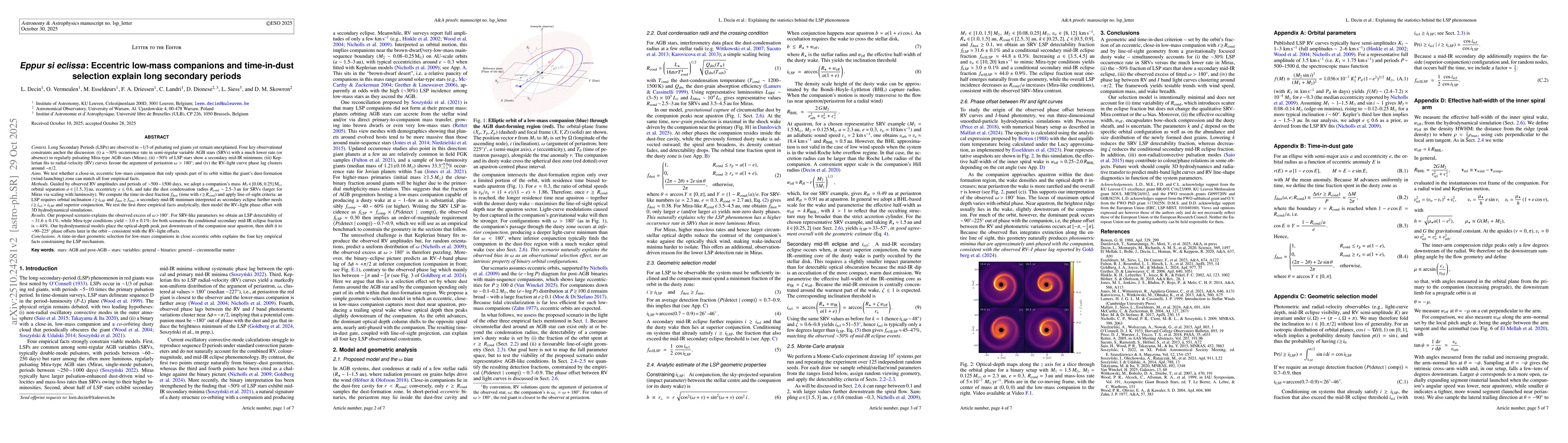 Thumbnail for Eppur si eclissa: Eccentric low-mass companions and time-in-dust
  selection explain long secondary periods