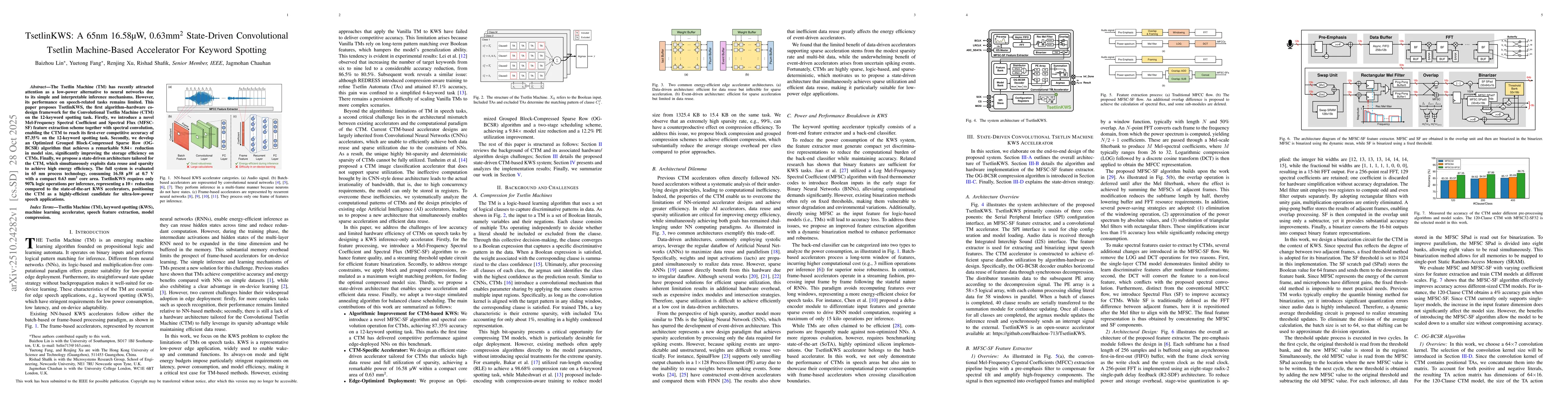 Thumbnail for TsetlinKWS: A 65nm 16.58uW, 0.63mm2 State-Driven Convolutional Tsetlin
  Machine-Based Accelerator For Keyword Spotting