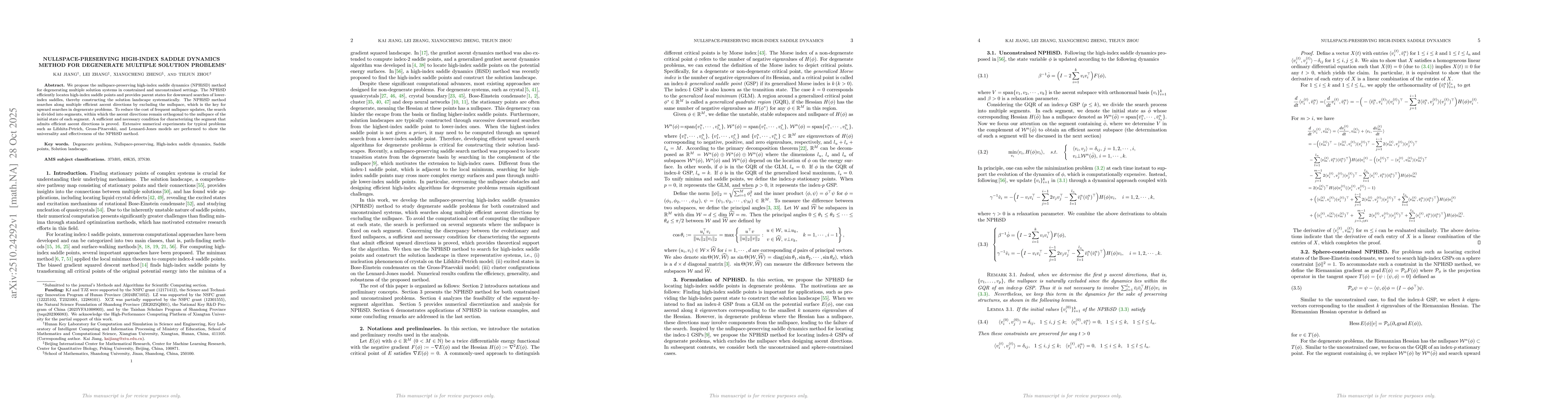 Thumbnail for Nullspace-preserving high-index saddle dynamics method for degenerate
  multiple solution problems