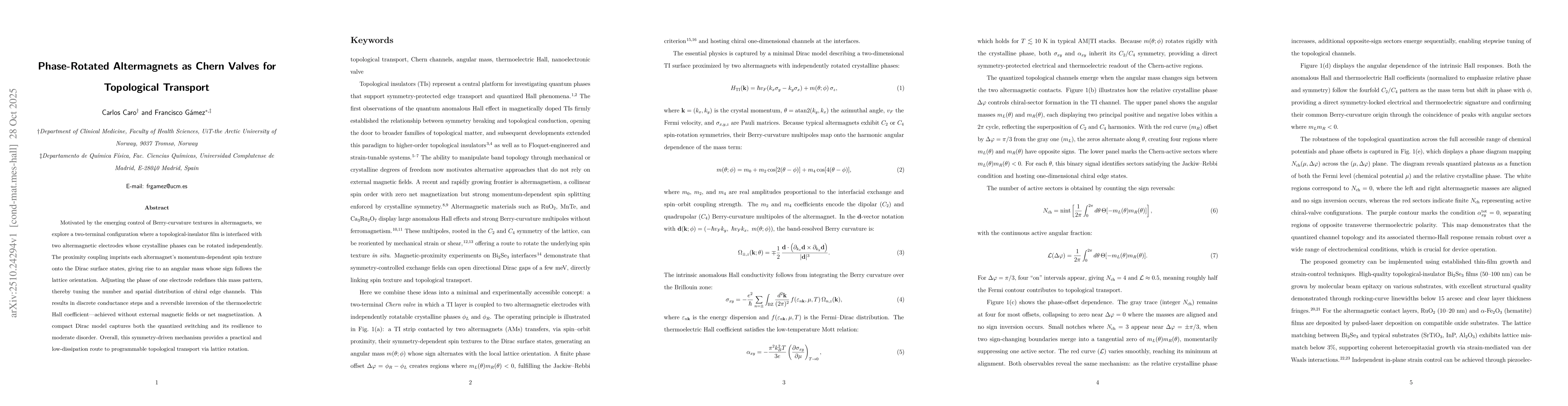 Thumbnail for Phase-Rotated Altermagnets as Chern Valves for Topological Transport