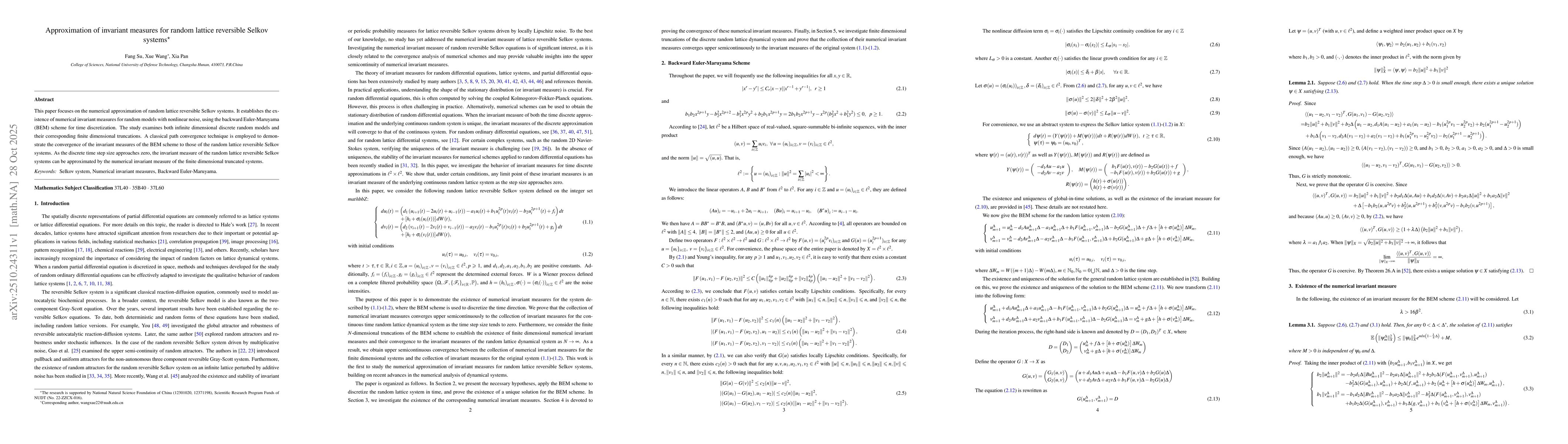 Thumbnail for Approximation of invariant measures for random lattice reversible Selkov
  systems