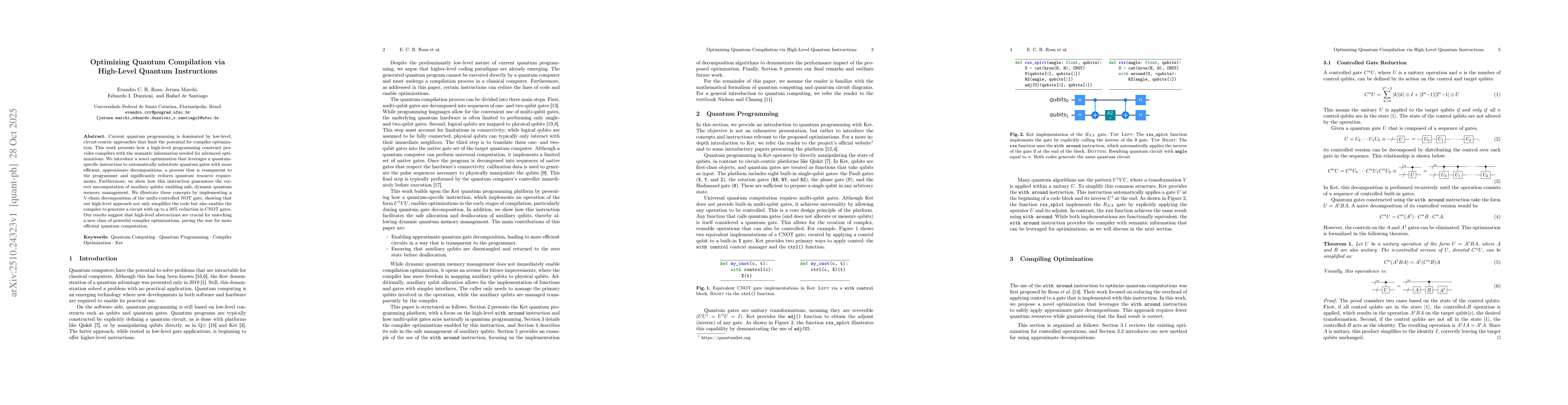 Thumbnail for Optimizing Quantum Compilation via High-Level Quantum Instructions